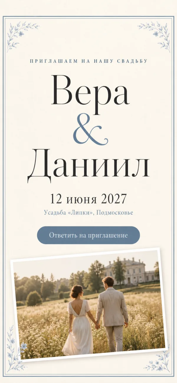 Сайт-приглашение на свадьбу в классическом стиле